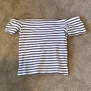 Divided Striped Off-The-Shoulder Top